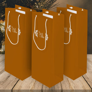 Orange Spice, White Snowflakes, Company Logo Promo Wine Gift Bag