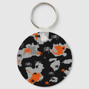 Orange Spider Camo Key Ring