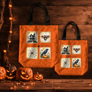 Orange Spiderweb Spooky Season  Tote Bag