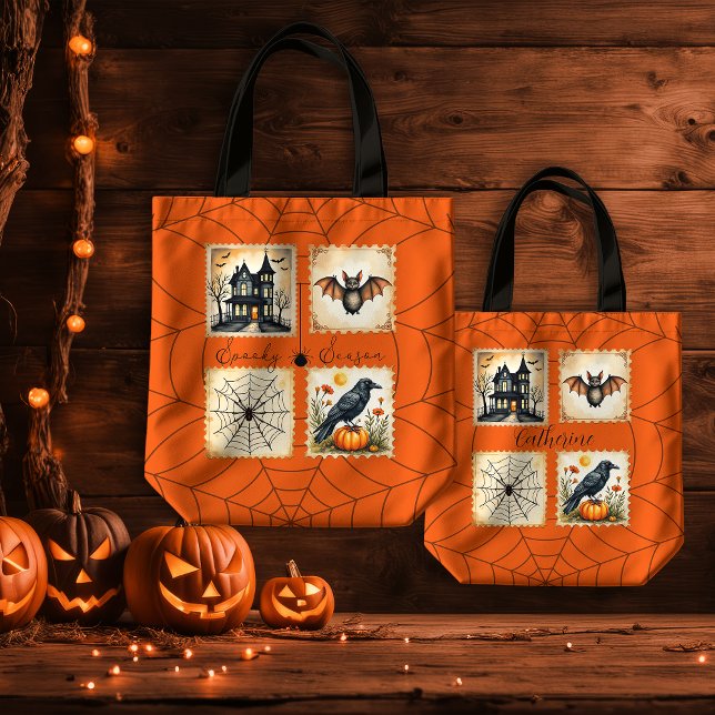 Orange Spiderweb Spooky Season  Tote Bag (Creator Uploaded)