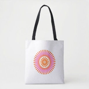 Orange Spiral Sunburst Abstract Geometric Design Tote Bag