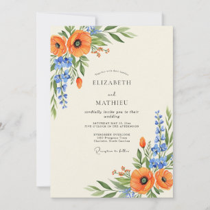 Orange Spirited Wildflower Wedding Invitation