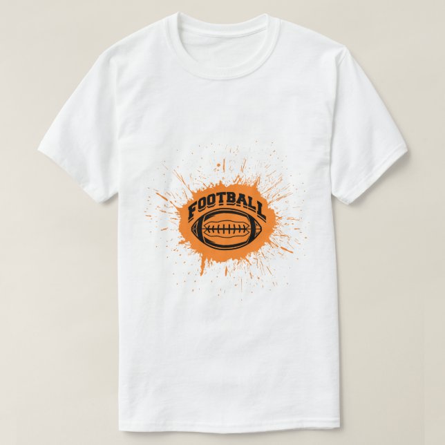 Orange Splash American Football Art T-Shirt (Design Front)