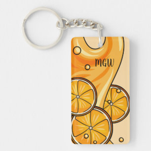 Orange Splash custom monogram key chain