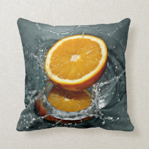 Orange Splash custom throw pillow