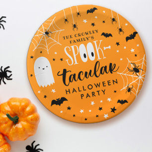 Orange Spooktacular Halloween Party Paper Plate