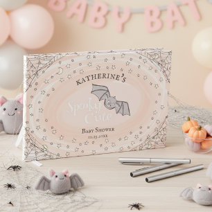 Orange Spooky Cute Bats Halloween Baby Shower Guest Book