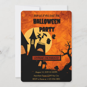 Orange Spooky Halloween Party Invitation