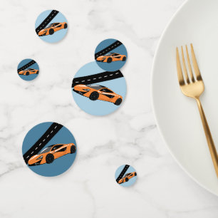 Orange Sports Car Confetti