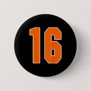 Orange Sports Number 16 Jersey Uniform Player Fan  6 Cm Round Badge