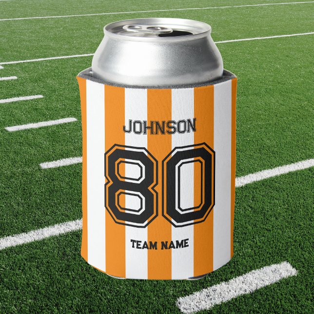 Orange Sports Team Custom Name Number Team Gameday Can Cooler (Creator Uploaded)