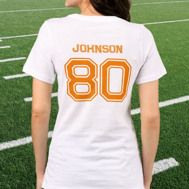 Orange Sports Team Custom Name, Number, Team Name Tri-Blend Shirt (Creator Uploaded)