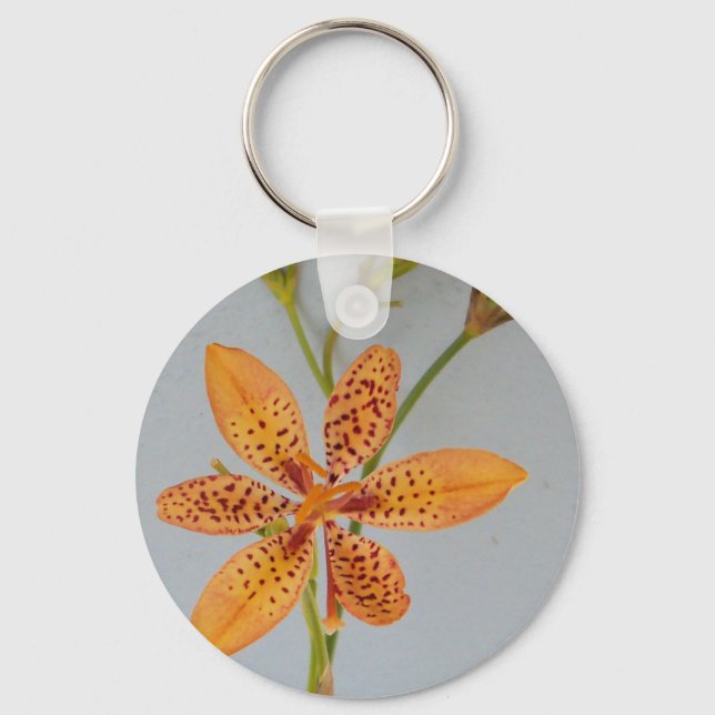 Orange spotted Iris called a  Blackberry lily Key Ring (Front)