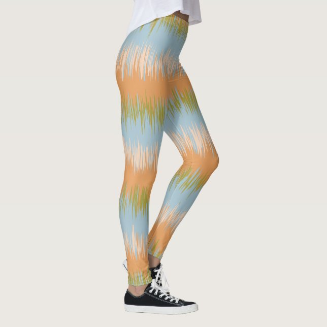 Orange Spring abstract stripe Leggings (Right)