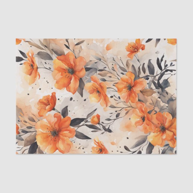 Orange Spring Florals 1 Decoupage Paper (Front)