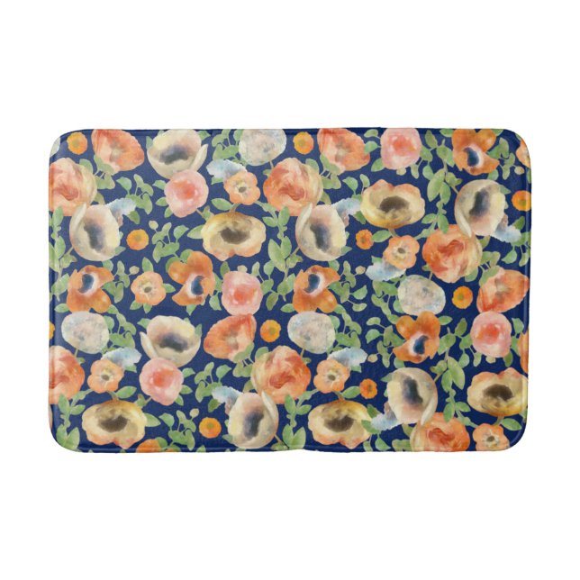 Orange Spring Flowers Bath Mat (Front)