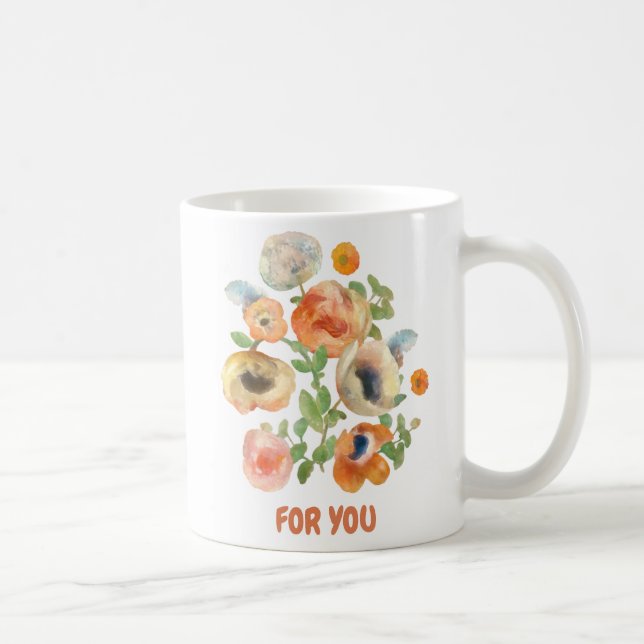 Orange Spring Flowers Bouquet For You Coffee Mug (Right)