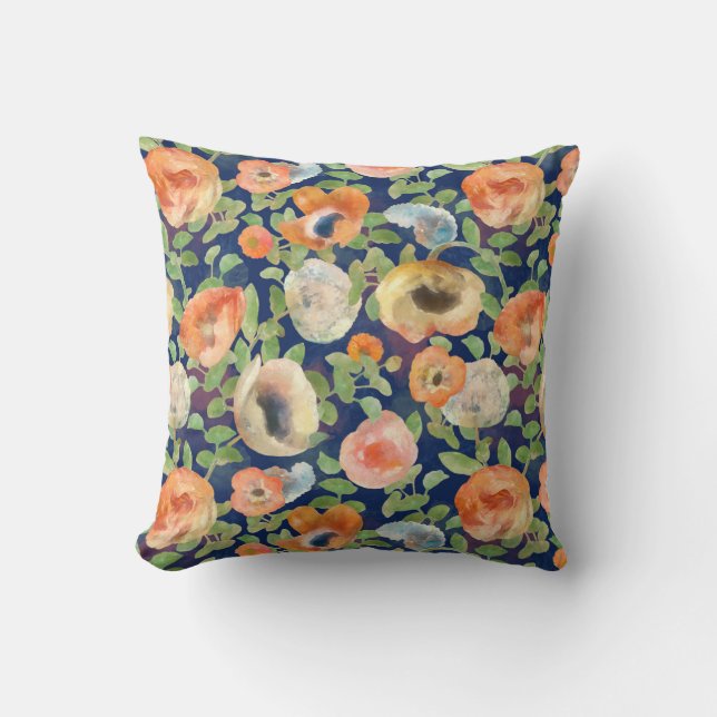 Orange Spring Flowers Cushion (Front)