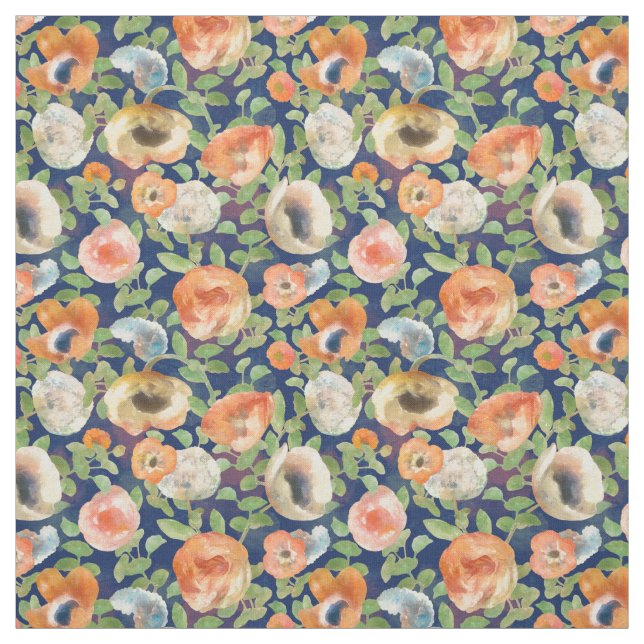 Orange Spring Flowers Fabric (Swatch)