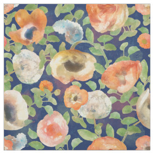 Orange Spring Flowers Fabric