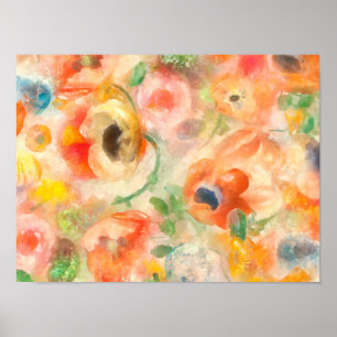 Orange Spring Flowers Poster