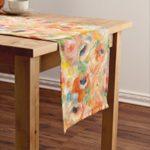 Orange Spring Flowers Short Table Runner