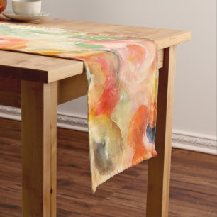 Orange Spring Flowers Short Table Runner