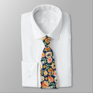 Orange Spring Flowers Tie