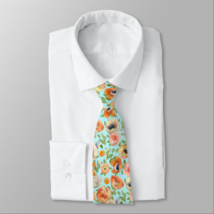 Orange Spring Flowers Tie