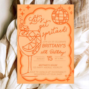 Orange Spritz 30th Birthday Invitation, Lets get Invitation