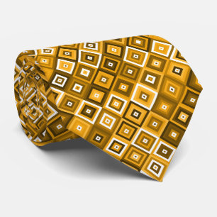 orange square geometric tie