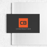 Orange Square Monogram Construction, Electrical Business Card<br><div class="desc">Bold initials are centred on an orange square set on dark grey to create a unique logo on this modern business card template for construction businesses,  electrical services,  contractors,  builders and more. Please contact the designer for help with more initials or longer names. © 1201AM CREATIVE</div>