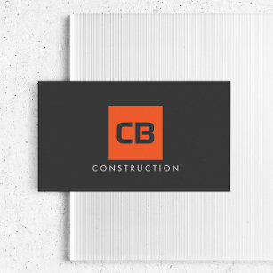 Orange Square Monogram Construction, Electrical Business Card