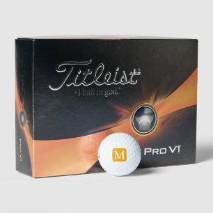 orange square with your own initial customised golf balls