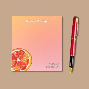 Orange Squeeze the Day Cute Inspirational Citrus Notepad