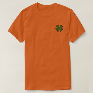 Orange St Patrick's Day t shirt with shamrock logo