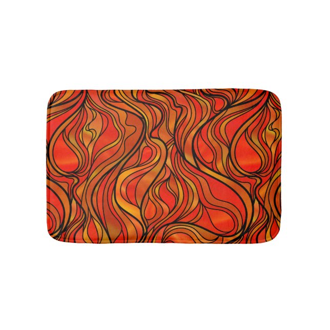 Orange Stained Glass Abstract Bath Mat (Front)
