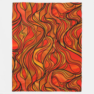 Orange Stained Glass Abstract Fleece Blanket