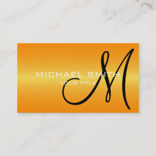 Orange Stainless Steel Metal Monogram Business Card