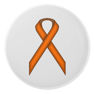Orange Standard Ribbon by Kenneth Yoncich Ceramic Knob