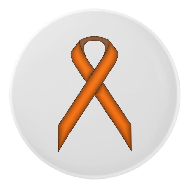 Orange Standard Ribbon by Kenneth Yoncich Ceramic Knob (Front)