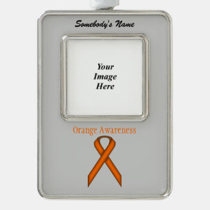 Orange Standard Ribbon Tmpl (V-O) by K Yoncich Silver Plated Framed Ornament