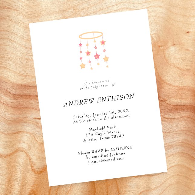 Orange Star Mobile Baby Boy Invitation (Creator Uploaded)