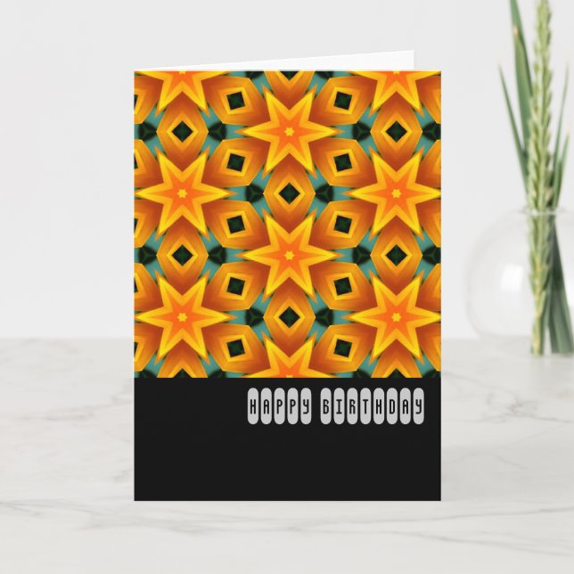 Orange Star Pattern - Birthday Card (Front)