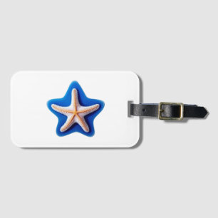 Orange Starfish in Blue Luggage Tag