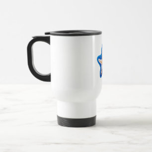Orange Starfish in Blue Travel Mug