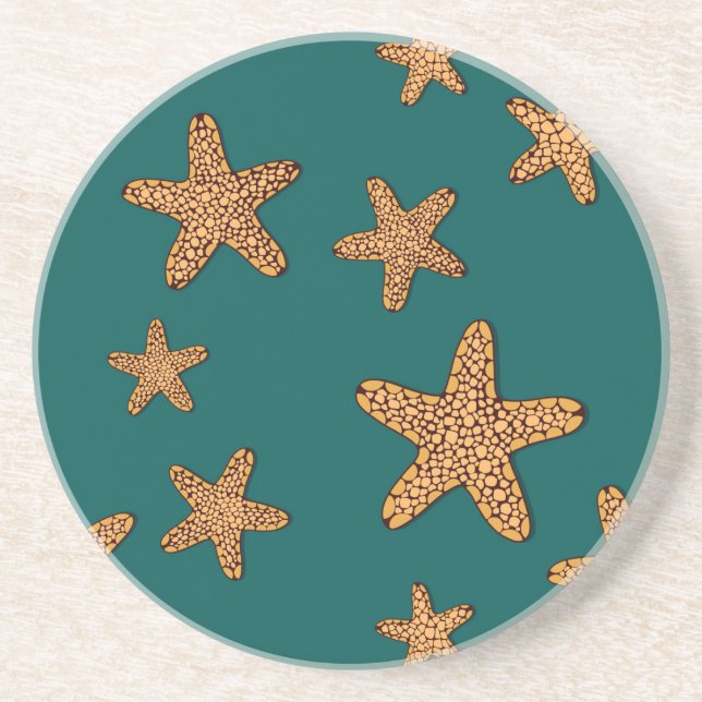 Orange Starfish Pattern Coaster (Front)