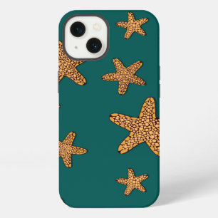 Orange Starfish Pattern iPhone 13 Case