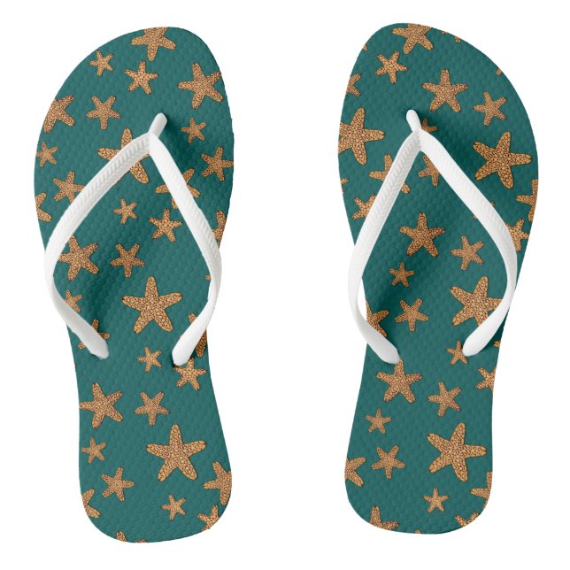 Orange Starfish Pattern Jandals (Footbed)