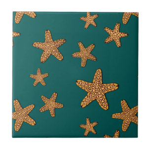 Orange Starfish Pattern Tile